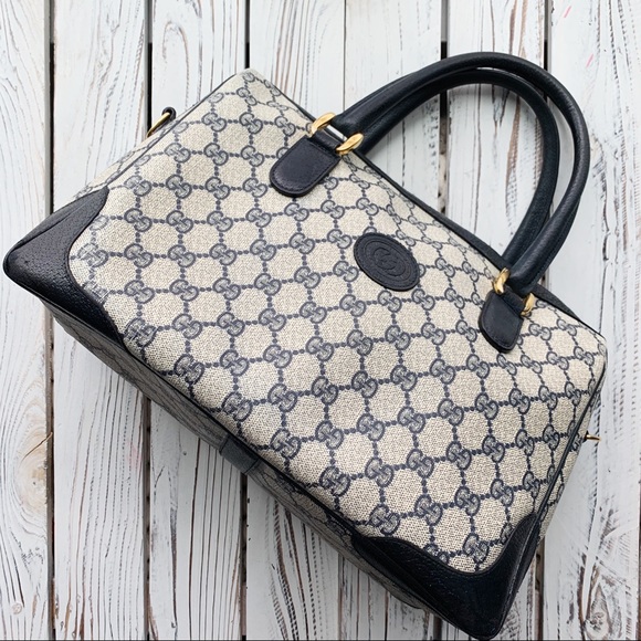 VINTAGE GUCCI NAVY GG BOSTON DOCTOR TOTE BAG - Picture 2 of 14